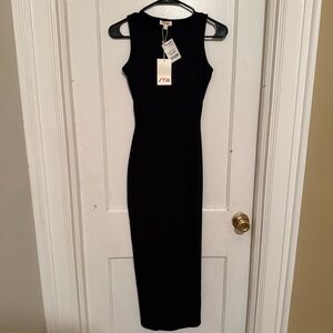 SYM Black Ribbed Bodycon Maxi Dress | NWT | Size S